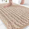 Yimobra Bathroom Rugs Non Slip Washable - Ultra Soft Absorbent Chenille Bath Mat, Quick Dry Shaggy Floor Carpet for Tub Shower, Light Brown Home Decor Accessories, 24x17 Inch