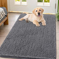 Smiry Dog Door Mat for Muddy Paws 44x32, Absorbent Dirt Trapper, Non-Slip Washable Chenille Entryway Rug for Inside Floor, Dark Grey, Classic Solid