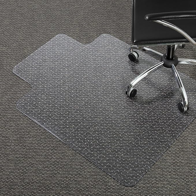 Staples Office Chair Mat, Clear Floor Mats with Lip, Low-Pile Carpets, Extended Under-Desk Coverage, 53 x 45 Inch, Smooth Glide