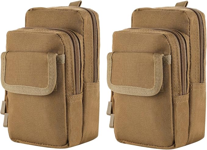 FRTKK 2 Pack Molle Pouches - Tactical Compact Water-Resistant EDC Pouch Bag Small Utility Pouch