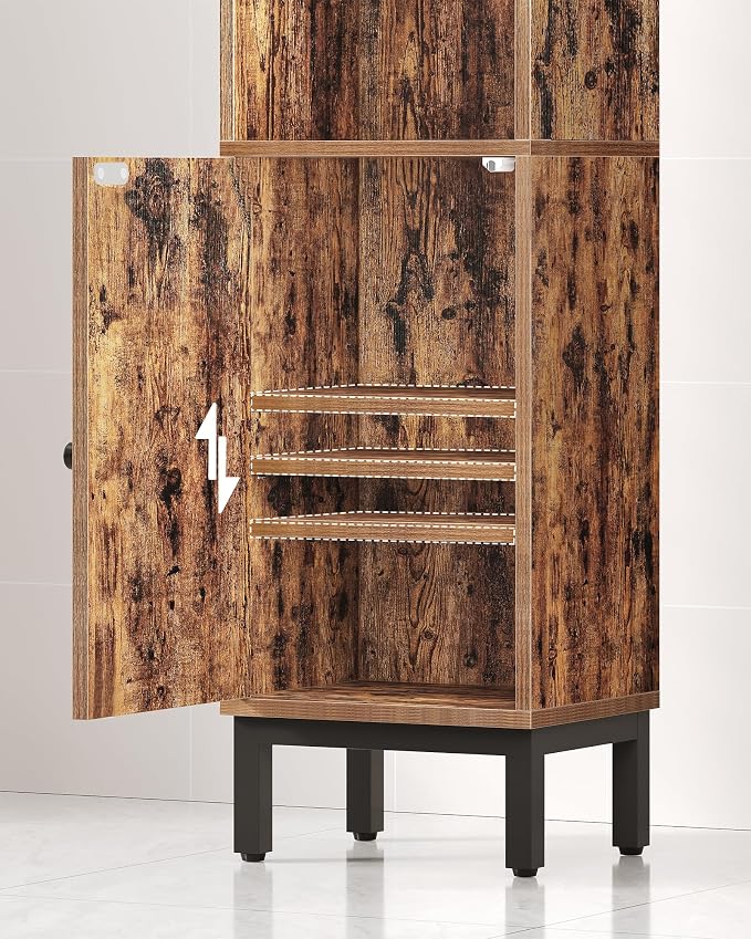 Hzuaneri Bathroom Storage Cabinet, Small Corner Floor Cabinet with Door and Shelves, Narrow Toilet Paper Holder, Bathroom Organizer with Adjustable Shelf, for Small Spaces, Rustic Brown BC38201BV1