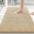 Smiry Luxury Chenille Bathroom Rugs 30x20, Extra Soft and Absorbent Shaggy Bath Mat, Machine Washable, Non-Slip Plush Carpet Runner for Tub, Shower, and Floor, Home Decor Accessories, Beige
