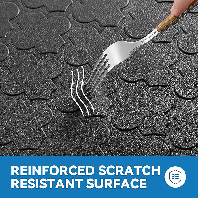 Kitchen Mat Cushioned Anti Fatigue for Floor, Non-Slip Waterproof Comfort Rug for Kitchen Sink, Standing Desk & Laundry, 20"x60", Black