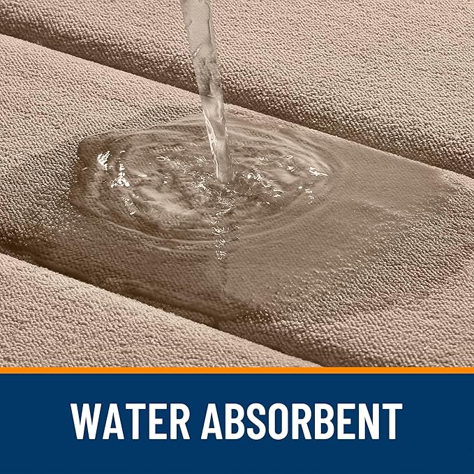 OLANLY Memory Foam Long Bathroom Rugs Runner 47x20, Super Soft Absorbent Bath Mat, Quick Dry, Machine Washable Shower Floor Rugs, Bathmat Carpet, Bathroom Home Decor Accessories, Tan