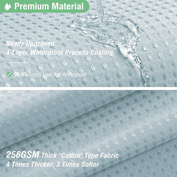 Dynamene Long Fabric Shower Curtain - 78 inch Long Waffle Weave Weighted Cloth Shower Curtains for Bathroom, Neutral Heavy Duty Hotel Spa Luxury Bath Curtain Set with 12 Plastic Hooks,72x78, Fog Blue