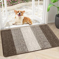 Smiry Dog Door Mat for Muddy Paws, Absorbs Moisture and Dirt, Low-Profile Entryway Mat with Non-Slip Backing, Entry Indoor Outdoor Doormat for Inside Floor (30x17 Inches, Light Brown, Striped)