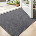 LUMI Ultra Thin Indoor Door Mat for Entrance 24"x36", Non Slip Entryway Mat, Low Profile Doormat, Unique Herringbone Design Carpet for Inside, Patio, Porch, Charcoal Gray