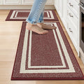 COSY HOMEER Kitchen Rugs Non-Slip 20" x30/20 x48 Inch Thick Polypropylene Standing Mat for Home Machine Washable, Red Frame