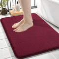 OLANLY Thick Memory Foam Small Bathroom Rugs 24x16, Extra Soft Absorbent Bath Rug, Quick Dry Bath Mats, Non-Slip, Machine Washable Carpet for Bathroom, Tub and Shower, Home Decor Accessories, Burgundy