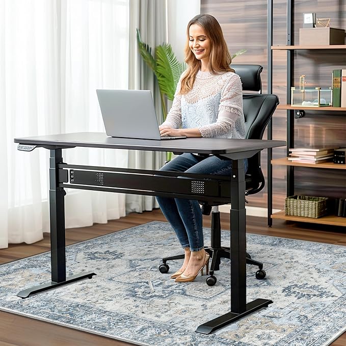 48"x72" Office Chair Mat for Hardwood Tile Floor, Under Desk Carpet Protector for Rolling Computer Chair Mat, Machine Washable Area Rug, Anti-Slip 1/5" Thick Low Pile Thin Vinyl Floor Mat, Blue