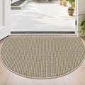 BEQHAUSE Dirt Trapper Door Mat 24" x 36" Half Circle Non-Slip Washable Doormats Entrance Rugs Absorbent Welcome Low Profile Floor Mats for Front Back Door and Entryway, Light Beige