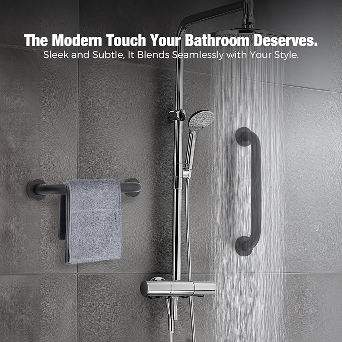 Grab Bars for Shower 2 Pack 32-Inch, Stainless Steel Anti-Slip Safety Shower Handle for Elderly Bathroom Wall Support Handicap Handicap Grab Bars for Seniors, Matte Black
