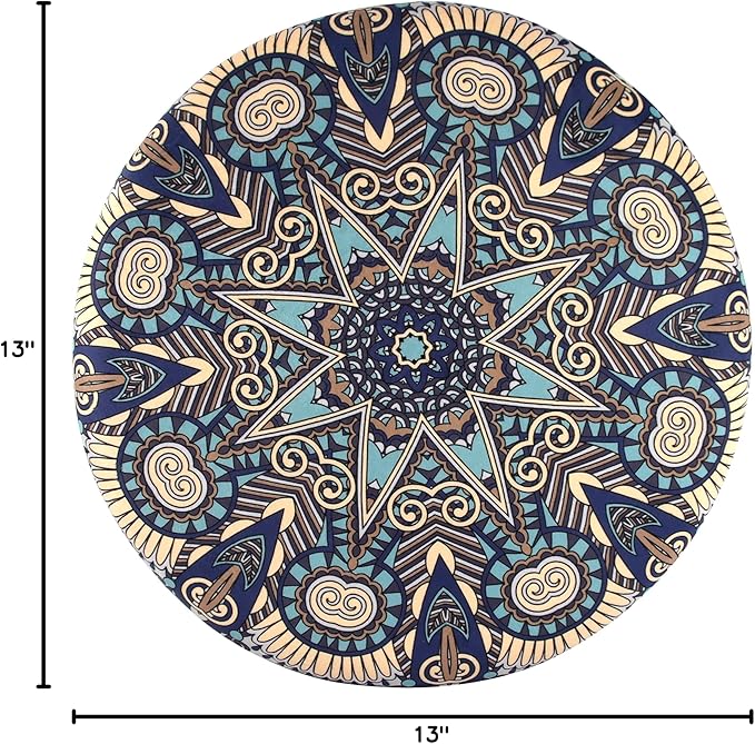 Sigmat Memory Foam Seat Cushion Anti-Slip Soft Round Stool Cushion Chair Pad 13 Inch Geometric