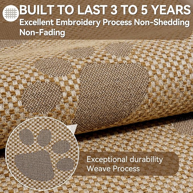 YDKGL Kitchen Mats for Floor, Super Absorbent Kitchen Rugs Non Slip Washable, Rubber Backing Soft Woven Linen Embroidery Runner Rug, Standing Mat Kitchen Sink Mat, Easy to Clean, Brown 17x47