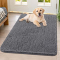 Smiry Dog Door Mat for Muddy Paws 40x32, Absorbent Dirt Trapper, Non-Slip Washable Chenille Entryway Rug for Inside Floor, Dark Grey, Classic Solid