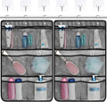 F-color Cruise Essentials 2026 - Mesh Shower Organizer Hanging with 7 Pockets for RV Gym Camping, Quick-Dry Portable Toiletry Bag with Metal Hooks for Bathroom Travel Toiletries, Black+Black