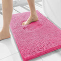 Smiry Luxury Chenille Bathroom Rugs 34x21, Extra Soft and Absorbent Shaggy Bath Mat, Machine Washable, Non-Slip Plush Carpet Runner for Tub, Shower, and Floor, Home Decor Accessories, Hot Pink