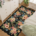 DUKINO 3x6 Washable Runner Rug, Soft Indoor Floral Non Slip Runner Rug for Hallways, Lightweight & Low Pile Floor Carpet for Kitchen, Entryway, Hallway, Bathroom, Laundry, Bedroom, Black