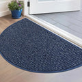 BEQHAUSE Dirt Trapper Door Mat 17" x 30" Half Circle Non Slip Washable Doormats Entrance Rugs Absorbent Welcome Low Profile Floor Mats for Front Back Door and Entryway, Blue