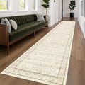 Light Beige 3x16 Long Hallway Runner Rug, Non Slip Farmhouse Kitchen Rugs, Geometric Floral Modern Entryway Floor Mats, Washable Non-Slip Stain Resistant Low Pile Throw Rug Indoor Door Mat