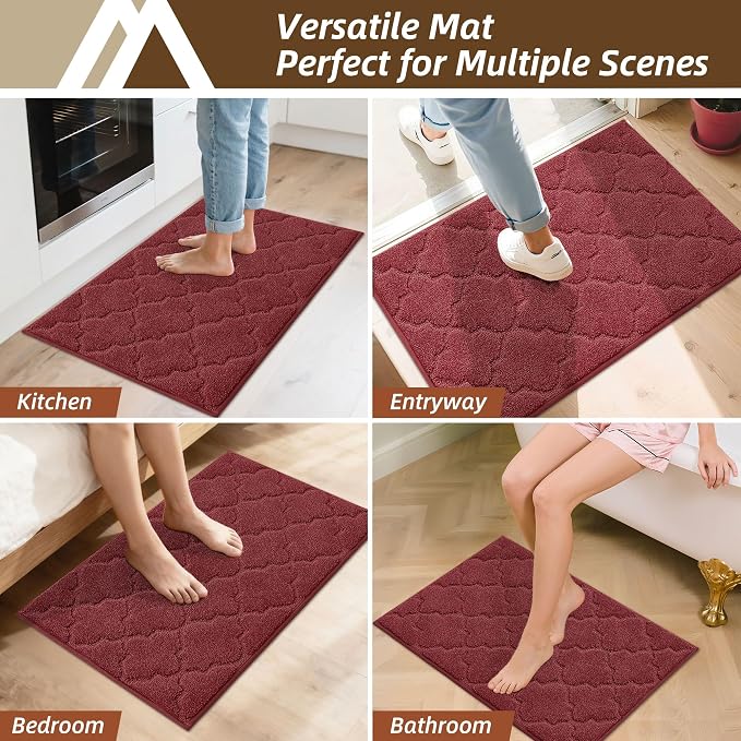 COSY HOMEER Kitchen Rugs 24"x36" Non-Slip Washable Kitchen Mats for Floor Absorbent Kitchen Carpet Soft Rugs for Kitchen,Sink Mat,Entrance,Area Rug,Red