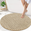 Smiry Bathroom Rugs Mat Round 30x30, Soft Absorbent Chenille Bath Rugs, Non Slip Rubber Backing Machine Washable Quick Dry Bath Mats for Bathroom Floor, Tub, Shower, Home Accessories, Beige