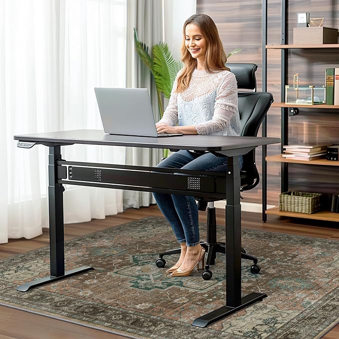 48"x60" Office Chair Mat for Hardwood Tile Floor, Under Desk Carpet Protector for Rolling Computer Chair Mat, Machine Washable Area Rug, Anti-Slip 1/5" Thick Low Pile Thin Vinyl Floor Mat, Rosewood