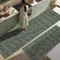 Kitchen Rugs Sets of 2-Non Slip Kitchen Mats for Floor-Thick Stain Resistant Vintage Kitchen Floor Mat Runner Carpet for Hallways Entryway Laundry Room Washable（Green 24"x79"+20"x47"）