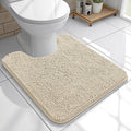 OLANLY Toilet Rugs U-Shaped 20x20, Extra Soft Absorbent Chenille Contour Bathroom Rugs for Toilet, Dry Quickly, Machine Washable, Non-Slip Bath Mat, Sand