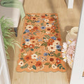 DUKINO 2x4 Washable Runner Rugs, Non Slip Floral Print Entryway Rug with Soft Low Pile, Lightweight Mat for Living Room, Bathroom, Bedroom, Kitchen, Orange