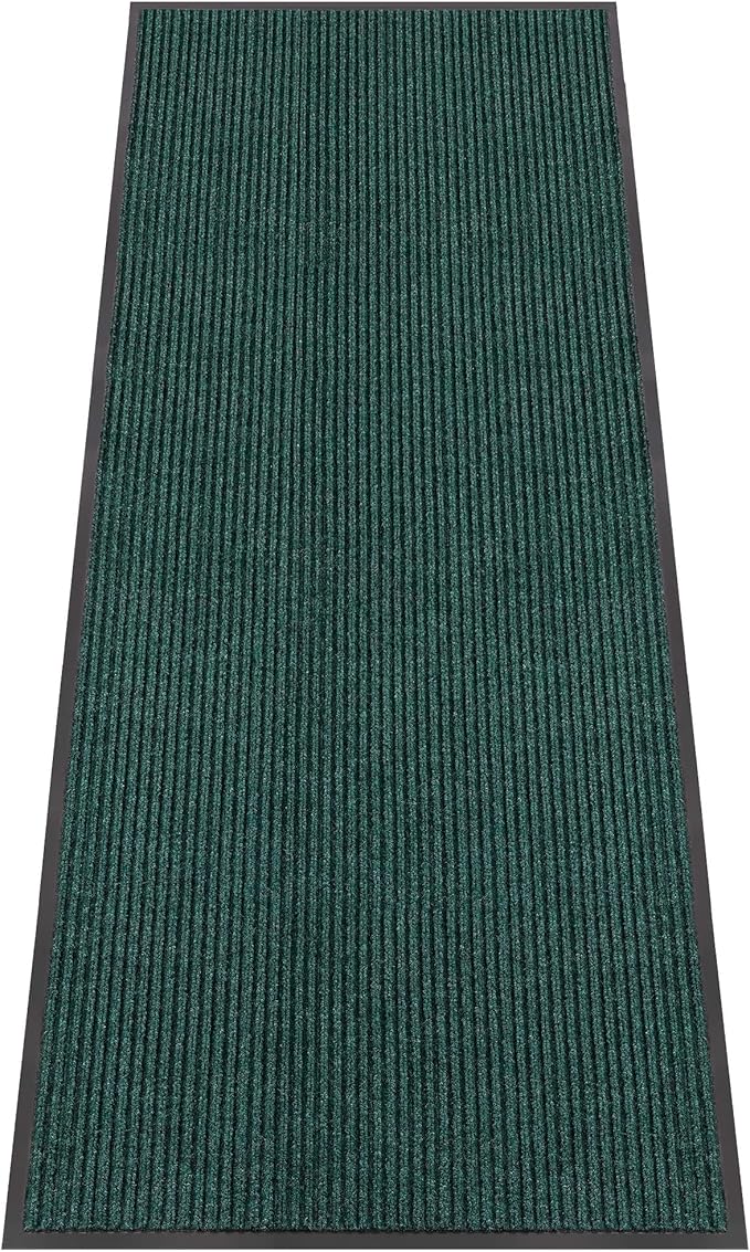 Indoor Outdoor Door Mat, 10’x 3' Doormat for Entryway, Rubber Backing Non Slip Front Door Mat Outside Entrance, Super Absorbent Commercial Floor Mat for Home Office, Green