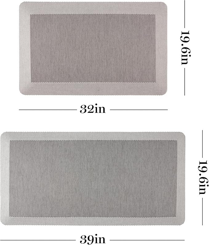 MARTHA STEWART Mira Modern Heathered Anti-Fatigue Air-Infused Kitchen Mat, Grey, 19.6"x32"