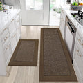 BEQHAUSE Kitchen Rugs and Mats Set of 2 Non-Slip Kitchen Mats for Floor, Absorbent and Stain Resistant Kitchen Runner, Machine Washable Rugs for Kitchen, Laundry & Sink, 24"x36"+24"x60", Brown