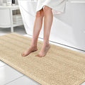 OLANLY Thick Bathroom Runner Rugs 70x24, Absorbent Chenille Striped Bath Rugs, Rubber Backing, Machine Wash Dry, Extra Long Bath Mats for Bathroom Floor, Tub and Shower, Home Decor Accessories, Beige