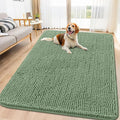 Smiry Dog Door Mat for Muddy Paws 71x46, Absorbent Dirt Trapper, Non-Slip Washable Chenille Entryway Rug for Inside Floor, Olive Green, Classic Solid