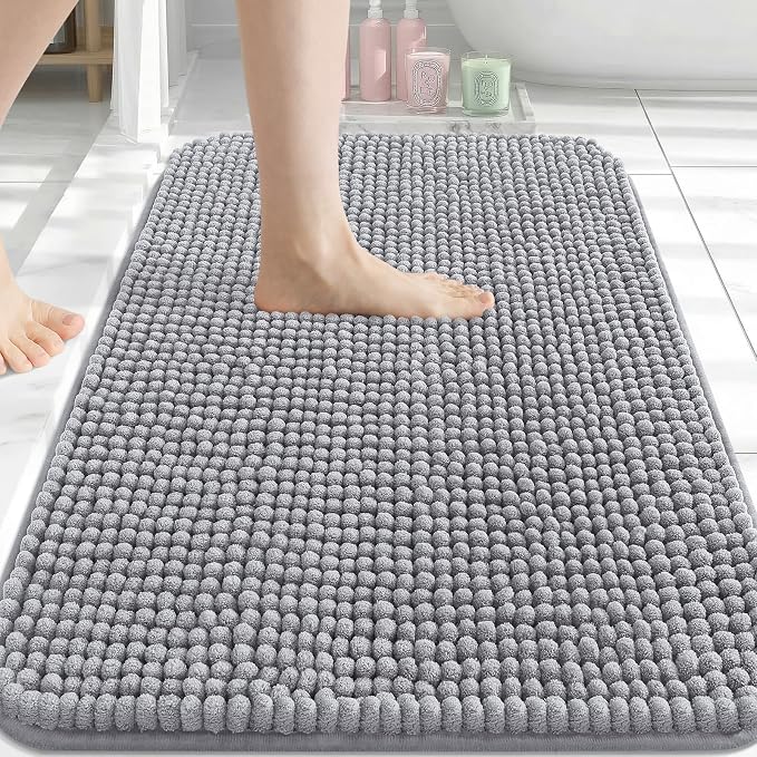 Arotive Bathroom Rugs 30" x 20", Ultra Soft Absorbent Chenille Bath Rugs, Non-Slip Rubber Backing, Machine Washable Bath Mats for Bathroom Floor, Tub and Shower, Home Decor Accessories, Grey