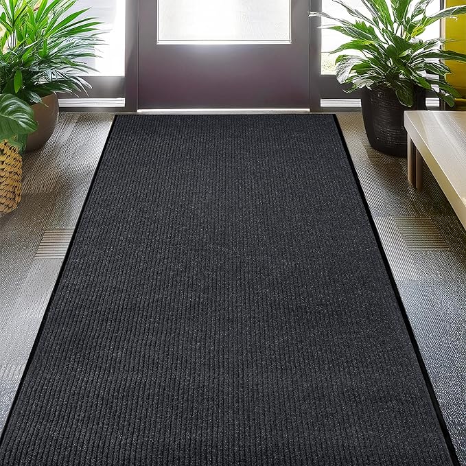 Durable Rubber Door Mat - Heavy Duty, Indoor/Outdoor, Easy Clean, Waterproof, Low-Profile Mat for Entry, Patio, Garage - Stylish (Charcoal, 2' x 3')