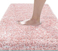 Yimobra Luxury Bathroom Rugs, Fluffy Bath Mats, Non Slip, Water Absorbent Microfiber, Machine Washable, Plush Carpet Shower Rugs, Thick Matts for Bathroom Floor&Tub, 44" X 24", Light Pink and White