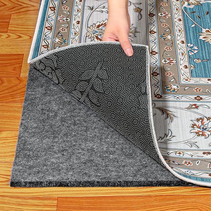 Waterproof Rug Pad 9x12 Ft, 1/4" Thick Under Area Carpet Padding, Non Slip Felt Rug Pads for Hardwood Floors, Protective Underlay Keeps Rugs in Place Without Wrinkles