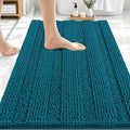 OLANLY Thick Bathroom Rugs 30x20, Extra Soft Absorbent Chenille Striped Bath Rugs, Rubber Backing, Machine Wash Dry, Bath Mats for Bathroom Floor, Tub and Shower, Home Decor Accessories, Peacock Blue