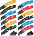 REXBETI Folding Pocket Utility Knife Quick-change SK2 Box Cutter for Cartons, Cardboard and Boxes, Back-lock Mechanism with 20 Extra Blades (12 folding utility knife)