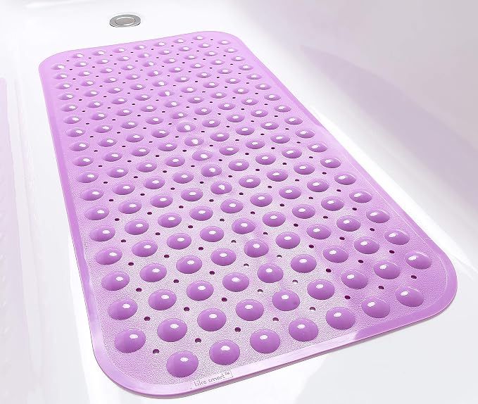 Large Non-Slip Bathtub & Shower Mat 31 inch x16 inch (Smooth/Non-Textured Tubs Only) Safe, Clean, Machine-Washable, Superior Grip&Drainage, Vinyl, Opaque Purple, Medium