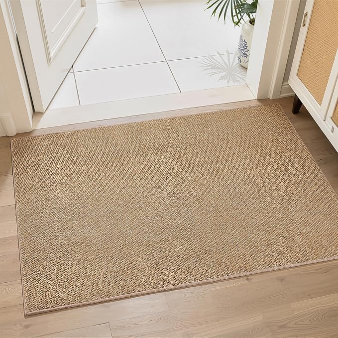 CHAMPANT Indoor Door Mat 2x3 Feet Brown Small Area Rug Washable Front Door Mat Anti Slip Entrance Carpet Front Porch Bathroom Kitchen Bedroom Entrance