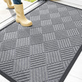 OLANLY Front Door Mat Outside Entrance 47x32, Absorbent, Heavy Duty Sturdy Natural Rubber Doormat Indoor Outdoor, Stain Fade Resistant, Non-Slip Low Profile Floor Mat Entryway, Charcoal Gray Diamond