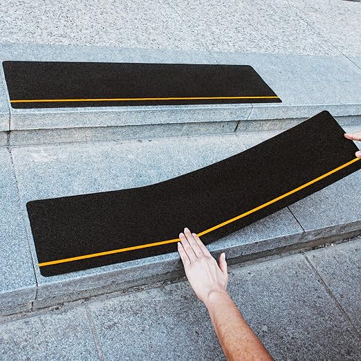 COSIMIXO 6" x 30" 10Pack Anti Slip Stair Tread with Reflective Strips,Best Grip Non Skid Tape,Anti-Skid Tape, High Traction Adhesive for Stairs Step