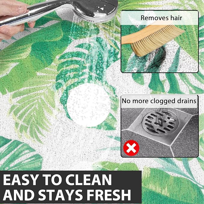 Non Slip Shower Mat: 47.2x31.5 Inch Extra Large Shower Mats for Inside Shower with Drain Hole in Middle - Soft PVC Loofah Anti Slip Shower Floor Mat for Standing and Walk-in Shower, Quick Drying