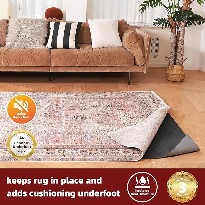 BAGAIL Felt and Natural Rubber Backing Rug Pads 3/8” Thick, 2 x 10 Ft Non Slip Carpet Gripper Keep Rugs in Place, Under Area Rug Protective Cushioned Pads, Carpet Runners, Hardwood Floors Protection