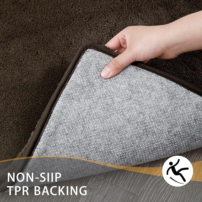 MINIDEAR Bathroom Rugs 36x24 Brown - Thick Memory Foam Bath Mat, Ultra Soft & Plush Fluffy, Non-Slip, Quick Dry, Absorbent Washable Floor Microfiber Mat for Tub, Home Decor Accessories