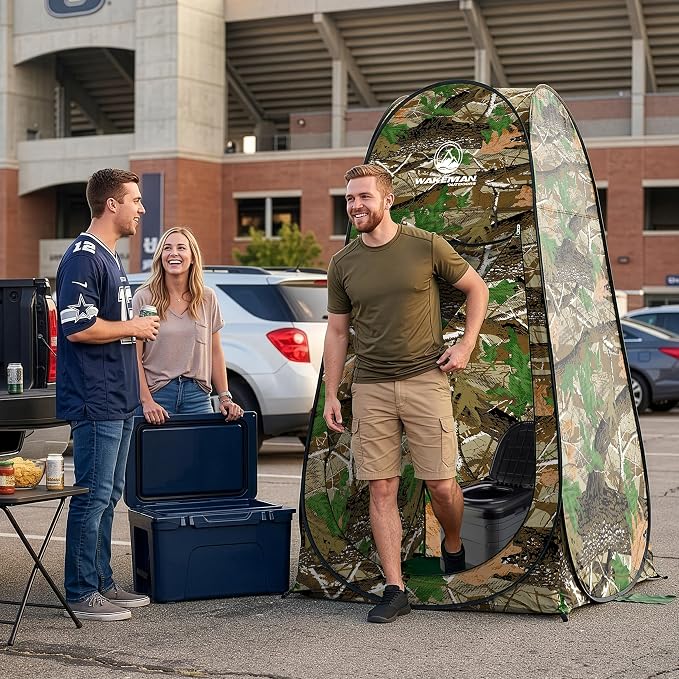 Wakeman Pop Up Changing Tent, 3.3 x 3.3 x 6.2ft, Camping Shower Tent for Portable Toilet Stall or Dressing Room with Carry Bag for Camping, Beach, or Tailgate, Polyester