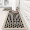 Black Vintage Geometric Elegance Grid Kitchen Rug Sets [2 PCs], Anti-Fatigue, Waterproof Non-Slip Kitchen Mats Heavy Duty Comfort Foam Rug for Kitchen, Floor, Laundry,17"x29"+17"x47"
